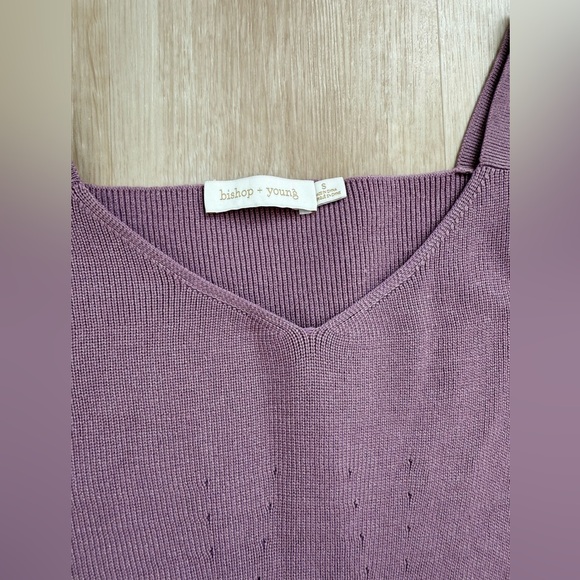 NWT Bishop & Young Raphael Sweater Mauve Purple Small Cropped V Neck 3/4 Sleeve - Picture 5 of 5